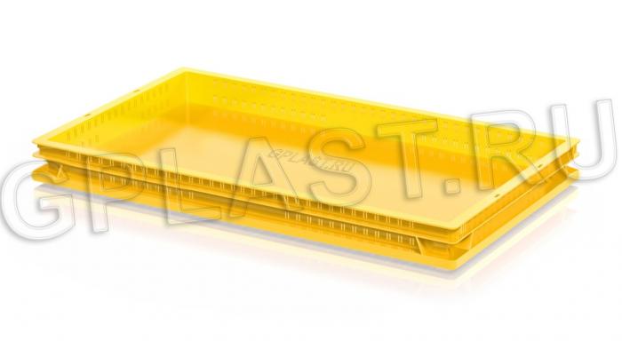Ящик сплошной с перфорацией стенок Желтый 600х400х75мм - 14.5л